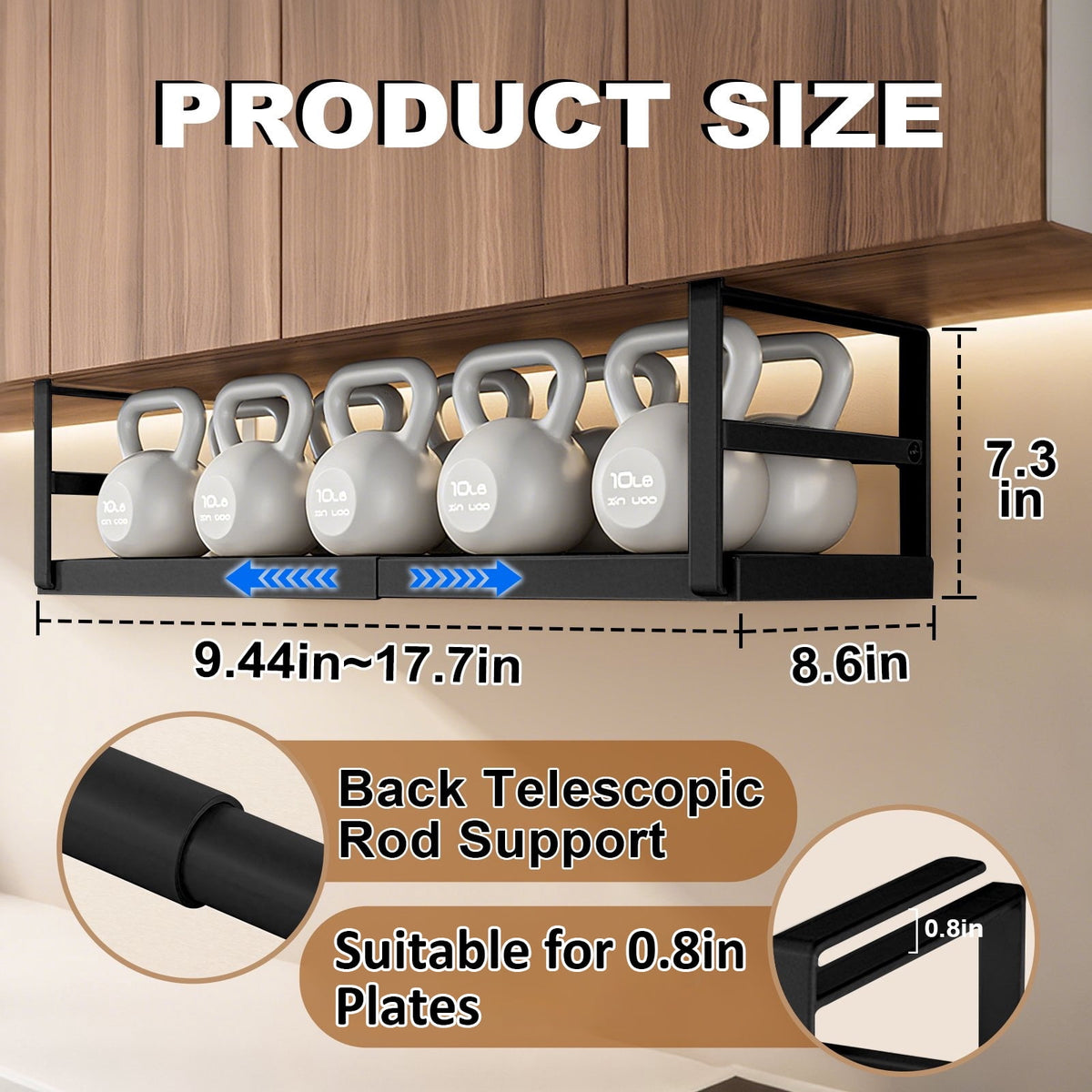 Under Cabinet Shelf Organizer Adjustable Telescopic Shelf Basket Under Cabinet Shelf for Pantry Closet Shoe Cabinet - Image 2