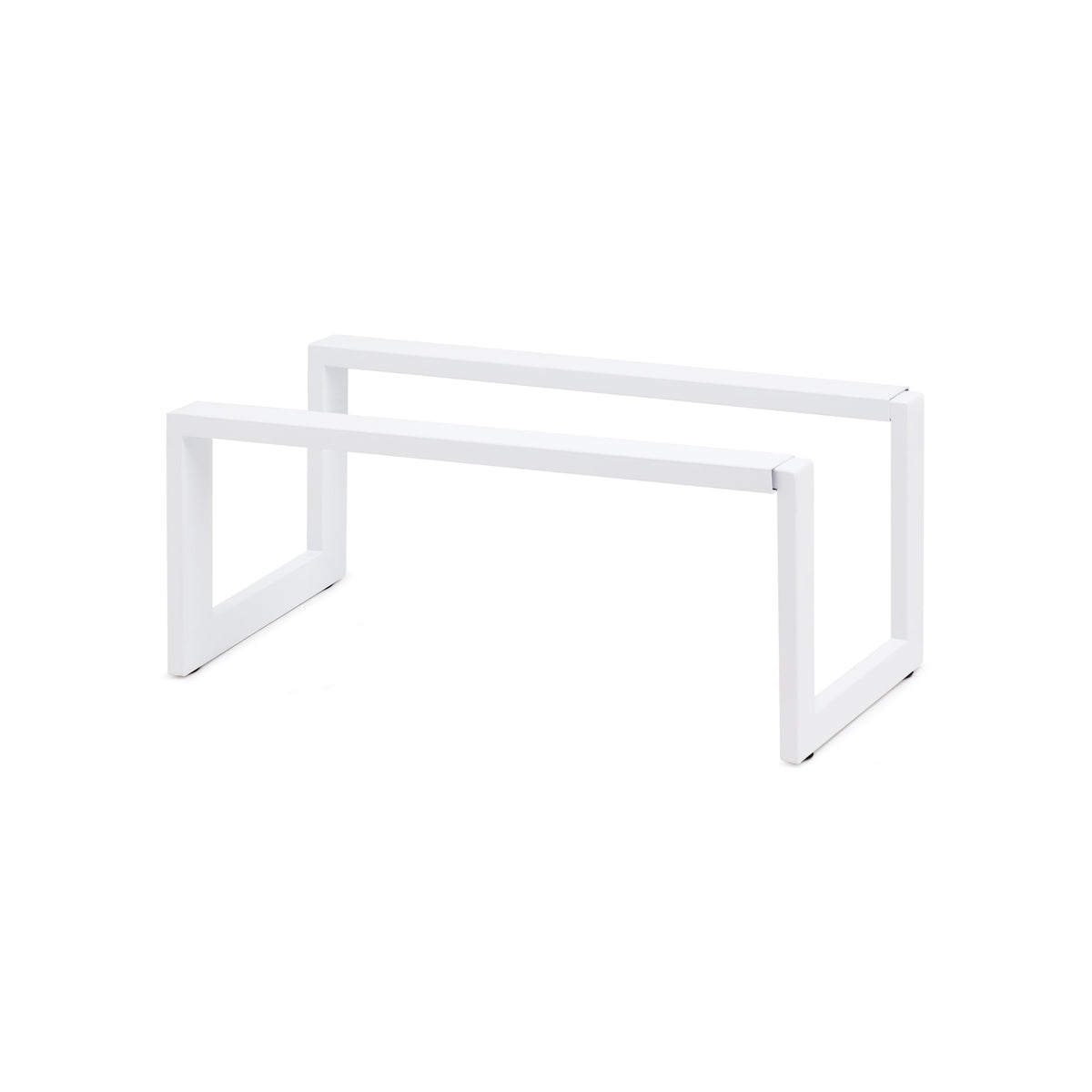 Steel Expandable Shoe Rack, 2-Tier, Stacking Storage Organizer, Adjustable Length, Entryway / Closet, Matte White