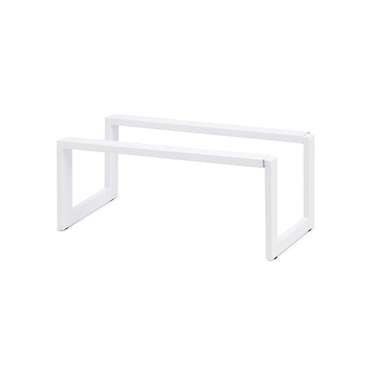Steel Expandable Shoe Rack, 2-Tier, Stacking Storage Organizer, Adjustable Length, Entryway / Closet, Matte White