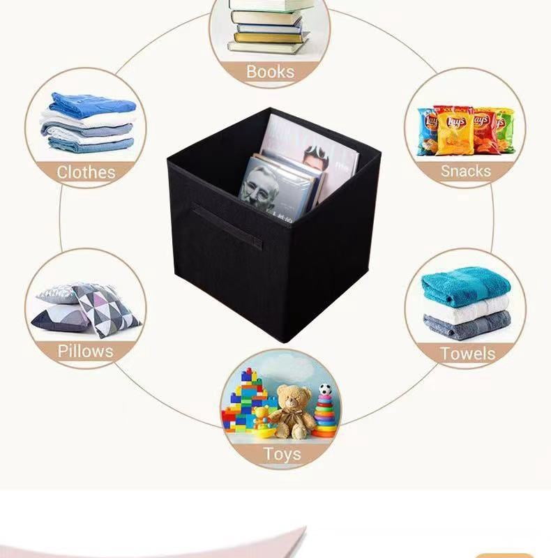 11”x11”x11” 6-Pack Foldable Storage Bin Collapsible Closet & Toy Organization Boxe Space Saving Fabric Cube (Black) - Image 4