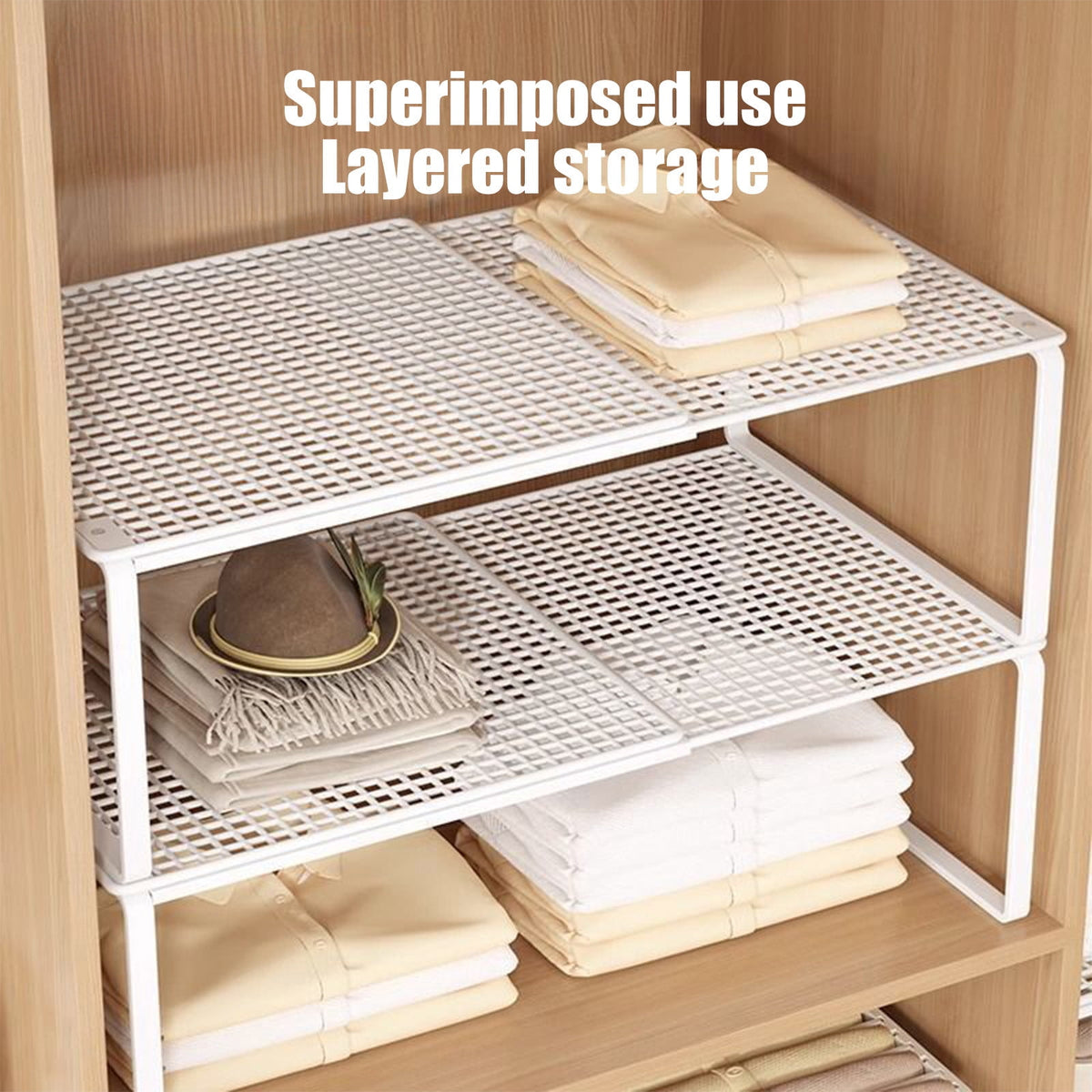 Shelf Stackable Organizer Rack, Space Saving Solution for Kitchen Pantry Bathroom Closet and Office - Image 5
