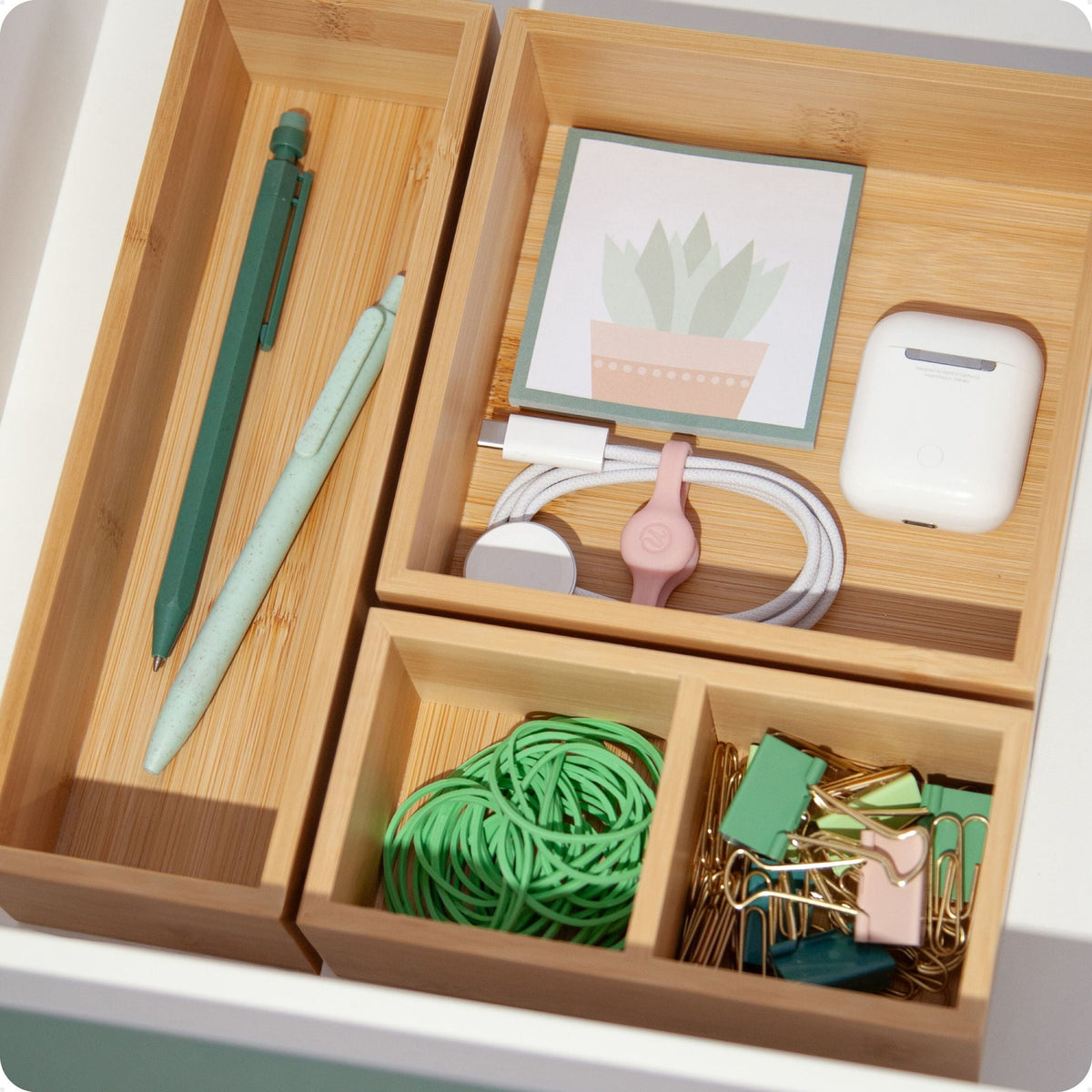 Drawer Organizer, 9x9x2 in., Bamboo, Great Storage Solution for Drawers, 4 Compartments - Image 6