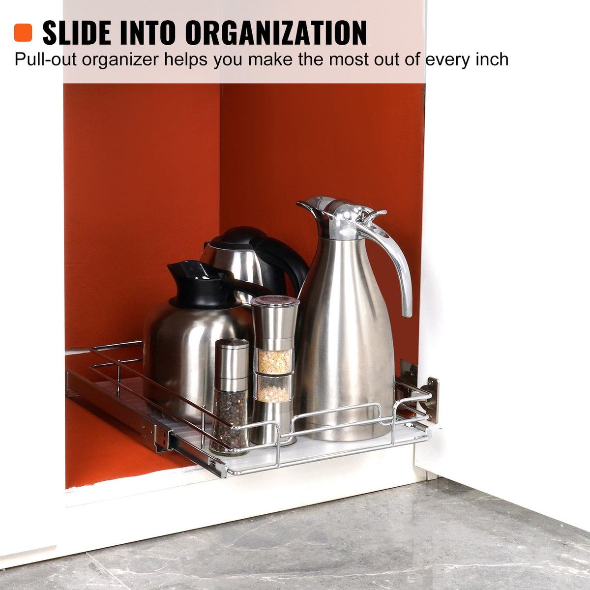 12.5"Wx21"Dx3.5"H Cabinet Organizer, Durable Slide-Out Pantry Shelves, Steel Sliding Drawer Storage for Home Use, Fit... - Image 2