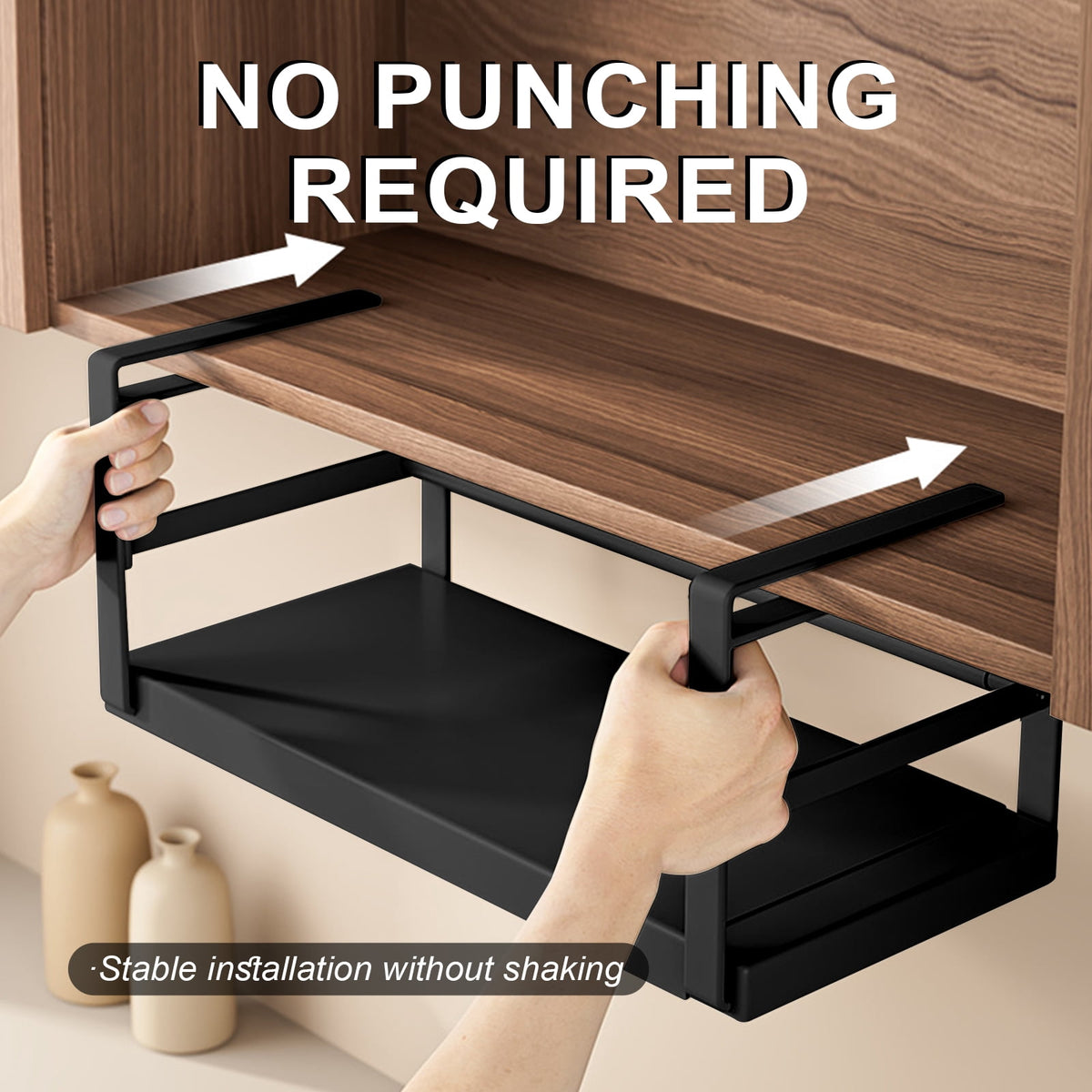 Under Cabinet Shelf Organizer Adjustable Telescopic Shelf Basket Under Cabinet Shelf for Pantry Closet Shoe Cabinet - Image 5