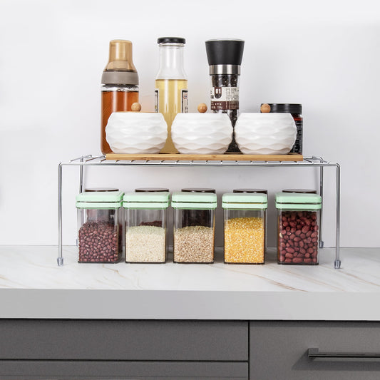 Kitchen Food Storage Cabinet Shelf Organizer, Chrome, 4 Pack - Image 2