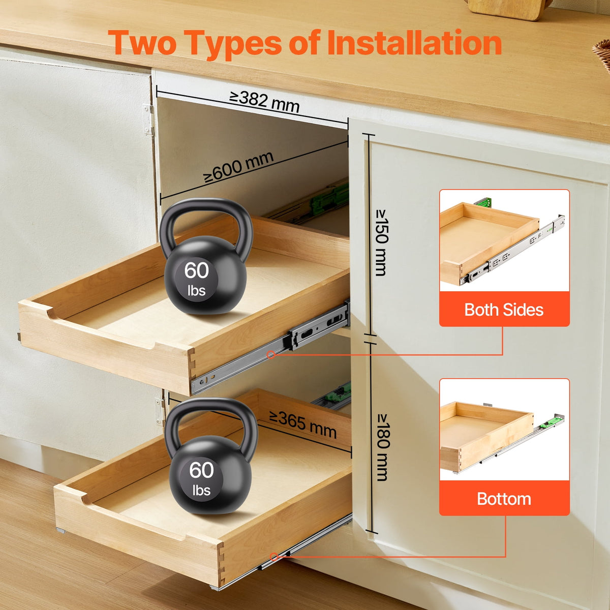 x Pull Out Cabinet Organizer, Wood Expandable Slide out Drawers Storage Rack, Gentle Shutting Slide-out Tray, Ideal f... - Image 4