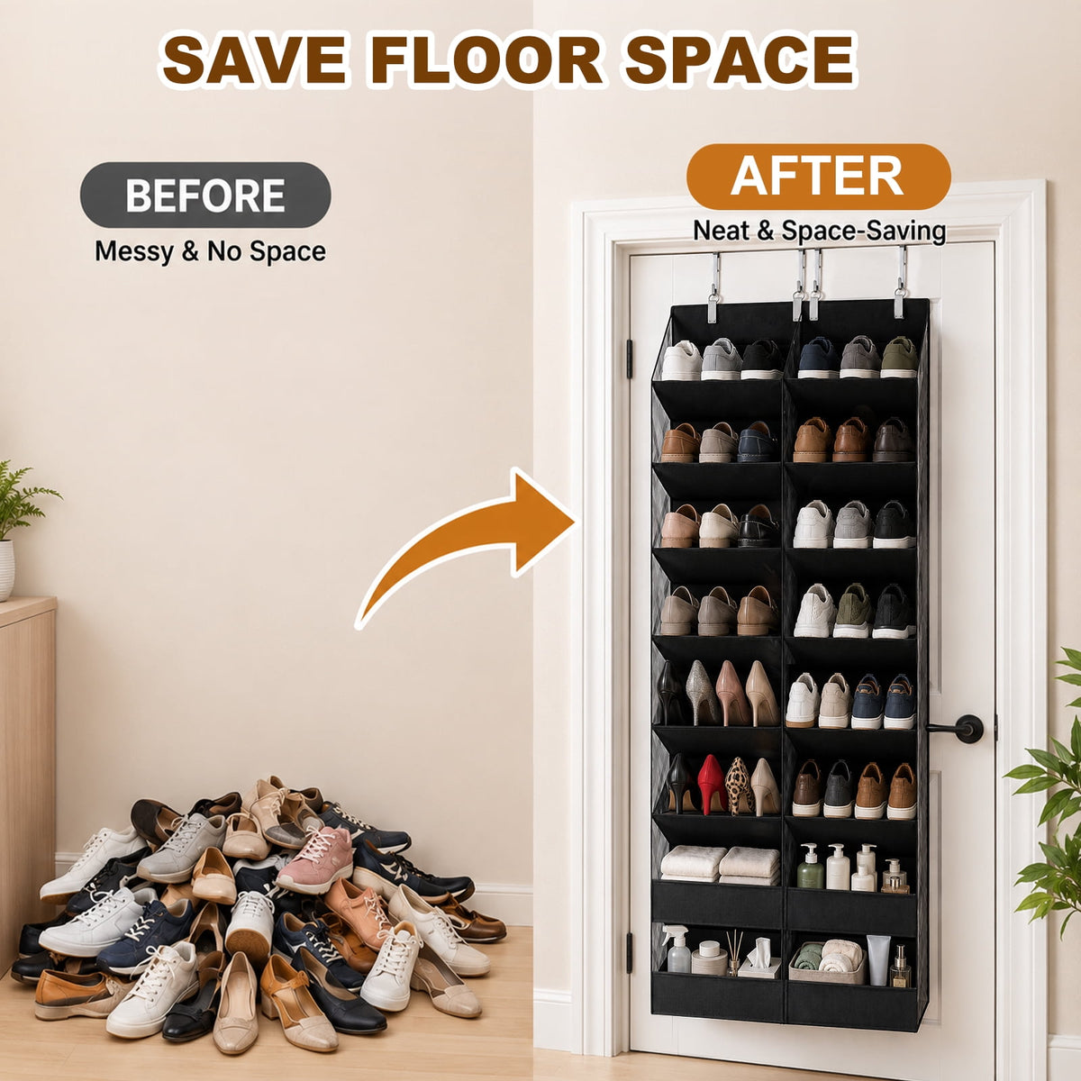 the Door Shoe Organizer: 20-30 Pair the Door Storage with 6.3 in Deep Pockets - Shoe Rack for Door in Closet Bedroom ... - Image 2
