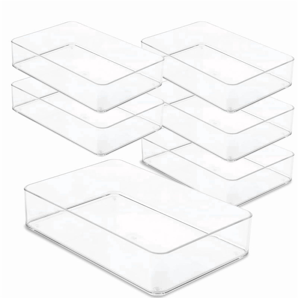 Plastic Clear Drawer Organizers. Bathroom. Kitchen, Bedroom, Utensils, Office Organizer Bins, Storage Trays. Stackabl...