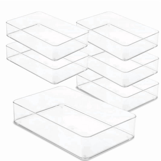 Plastic Clear Drawer Organizers. Bathroom. Kitchen, Bedroom, Utensils, Office Organizer Bins, Storage Trays. Stackabl...